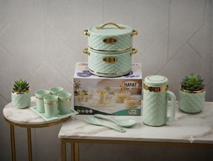 Ensemble de casseroles en céramique Anax Classic 10 pièces, revêtement antiadhésif, poignées en acier inoxydable, design isolé, comprend des ustensiles et des tasses - Product Image 1