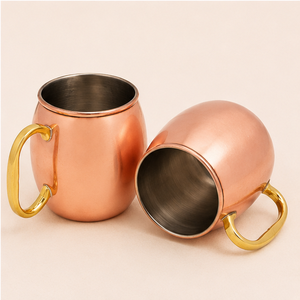 Ensemble de tasses à Moscow Mule en cuivre pur, fabriquées à la main, martelées, avec poignée en laiton, articles de bar haut de gamme pour cocktails, bière et cadeaux - Product Image 6