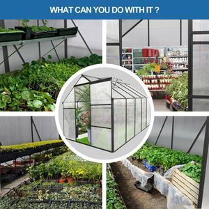 6x10 FT Heavy Duty Walk-in Polycarbonate Greenhouse Raised Base Aluminum Anchor Garden Greenhouses Rooms for Outdoor Backyard - Product Image 4