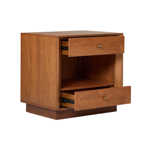Solid Wood Nightstand Double Drawer Bedside Table Wooden Storage Cabinet Bedroom Furniture Modern Style - Product Image 3