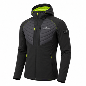 Veste d'hiver à capuche pour homme, imperméable, coupe-vent, respirante, séchage rapide, tissu PU, polyester/coton, fermeture éclair - Product Image 2