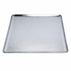 Plateau de service rectangulaire de luxe en acier inoxydable, plateau décoratif en métal argenté avec poignées élégantes pour la maison, l'hôtel et les fêtes - Product Image 4
