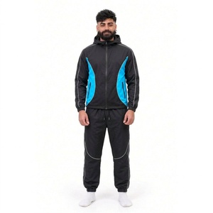 Men's Olive Green Color Blocking Tracksuit Hooded Full <b>Zip</b> Sweatshirt With Side <b>Pockets</b> Casual Autumn Wear - Product Image 3