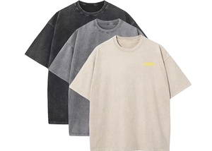 เสื้อยืดโอเวอร์ไซส์แบบย้อมสีเอซิด 100% ผ้าฝ้าย ยูนิเซ็กส์ แขนสั้น คอกลม สกรีนโลโก้ได้ สไตล์วินเทจ - Product Image 5