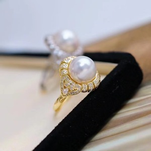 แหวนเงินแท้ S925 สไตล์เรโทร ประดับมุกทรงกลมขนาดใหญ่ 11-12 มม. คุณภาพสูง แหวนมุกสะอาด คุณภาพดี ประเภทสินค้า แหวนเพชร - Product Image 1