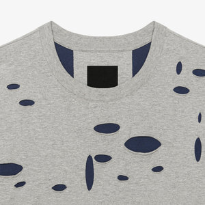 Camiseta de Algodón Desgastada para Hombre, Corte Holgado, Estampada, Color Sólido, Transpirable, Estilo Urbano, Informal, Verano, Cómoda, a la Moda - Product Image 5