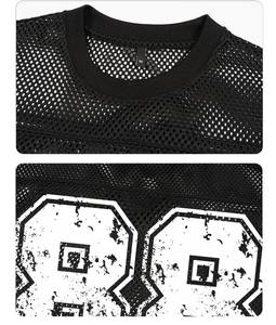 Camiseta de fútbol americano vintage personalizada para hombre al por mayor, de corte holgado y corto, de manga corta con cuello en V, de malla para verano - Product Image 3