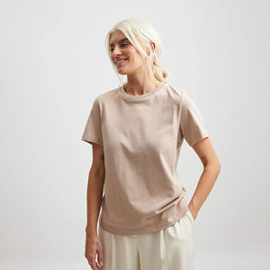 Camiseta de Lona de Poliéster/Algodón para Mujer, Suave y Cómoda, de Manga Corta y Cuello Redondo, con Impresión de Logotipo Personalizado, Informal y a la Moda - Product Image 5