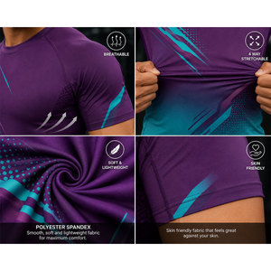 เสื้อยืดคอมเพรสชั่นคุณภาพสูงสำหรับผู้ชาย กระชับรูปร่าง เหมาะสำหรับออกกำลังกาย วิ่ง ปั่นจักรยาน ฝึกซ้อม ใช้ได้หลากหลาย ขายส่งราคาถูก - Product Image 6