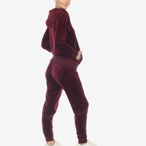 Fashionable Hot Selling Winter Solid Casual Vintage Breathable Lightweight Long Velvet <b>Tracksuit</b> Women's Zip-Up Hoodie Jogger - Product Image 3