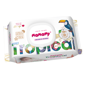 Lingettes humides tropicales Mamamy Tropical, 90 pièces, fabricant OEM Vietnam, lingettes bébé naturelles sans alcool, non tissées, respectueuses de la peau - Product Image 3