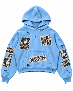 Sweat-shirt à capuche oversize vert streetwear unisexe en coton tricoté avec logo Badboy personnalisé, doublure polaire, anti-plis - Product Image 6