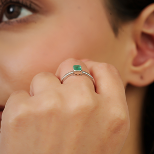 High Quality Handmade 925 Sterling <b>Silver</b> Natural <b>Emerald</b> Single Stone Bezel Set Minimalist <b>Ring</b> For Women's Everyday Wear - Product Image 2