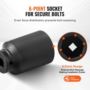 Set di chiavi a bussola per dadi di cardano SAE a 6 punte - 8 pezzi - Attacco da 3/4" - Trattamento termico CR-MO - Set di chiavi a bussola a impatto per dadi di cardano di grandi dimensioni - Product Image 4