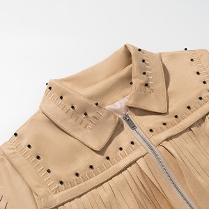 Women's Fringe <b>Suede</b> <b>Jacket</b> Western Boho Tassel Leather Coat Fashion Motorcycle Biker Outerwear Custom Wholesale OEM - Product Image 5