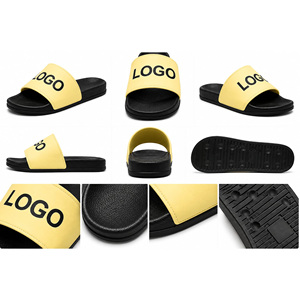 Custom Yellow Logo EVA <b>Slide</b> Sandals | Unisex Anti-Slip Breathable Beach <b>Pool</b> Slippers | Lightweight Indoor Comfort <b>Slides</b> | OEM - Product Image 4