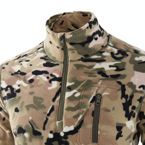 Tactical Men's Camouflage Fleece Hunting <b>Jacket</b> Quarter-Zip Thermal Outdoor Pullover Style Warm Mid-Layer Coat - Product Image 6
