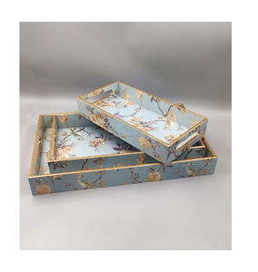 Elegante bandeja de madera hecha a mano con diseño impreso único para servir alimentos y bebidas decoración del hogar para la cocina - Product Image 6