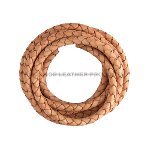 Premium 5mm Natural Round Bolo Braided Leather Cord Jewelry Leather String for Bracelet Making - Product Image 4