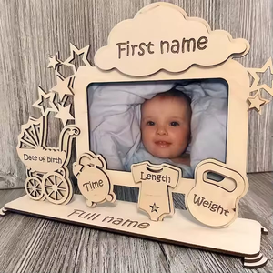 Cadre photo commémoratif en bois pour bébé, panneau d'annonce de naissance, accessoires photo de naissance en bois - Product Image 4