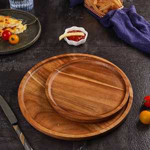 Modern Round Wooden Food <b>Plates</b> Dishware Customized Floral Design Smooth Polished Finish Dishwasher Safe <b>Disposable</b> Party Use - Product Image 5
