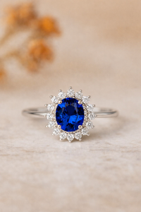 Anillo de plata de ley 925 con piedra preciosa de zafiro azul para mujer - Product Image 2