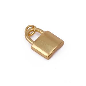 Pendentif à breloque cadenas plaqué or minimaliste composant de bijoux de mode pour colliers bracelets et porte-clés-en laiton - Product Image 2