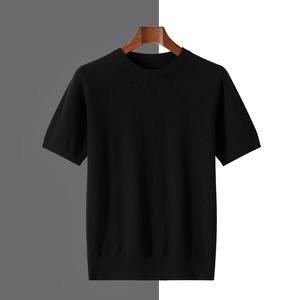 2026 Spring/Summer New Round Neck Short Sleeve Men Wool Knitted T-shirt Loose <b>Large</b> Sweater Casual Ringer Outerwear Solid Color - Product Image 6