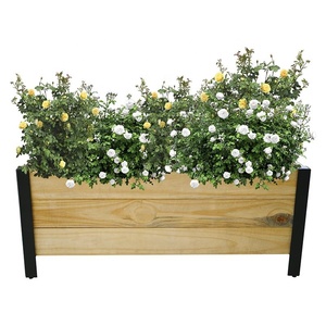 Cama de jardín elevada de madera Rectangular moderna y duradera grande, decoración de jardín al aire libre con recubrimiento de polvo, maceta de madera de ingeniería - Product Image 1