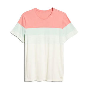 Camiseta Personalizada para Hombre, Corte Regular, Bloques de Color, Cuello Redondo, Manga Corta, Algodón Sólido, Diseño Casual, Ribete en Contraste - Product Image 6