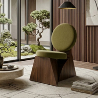 Chaise ronde rembourrée à base géométrique en bois massif, siège de loisirs de designer d'art du milieu du siècle pour usage domestique et commercial