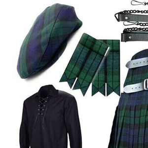 Ensemble de kilt en satin patchwork pour femmes, tenue écossaise décontractée à taille basse, avec accessoires de différentes couleurs - Product Image 4