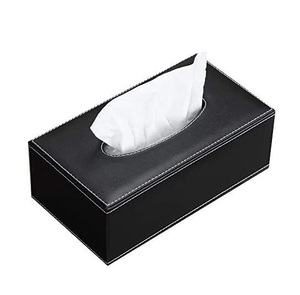 Caja de pañuelos de cuero PU negro de primera calidad, soporte rectangular para pañuelos faciales, dispensador decorativo de pañuelos, moderno, para el hogar, oficina, hotel - Product Image 1