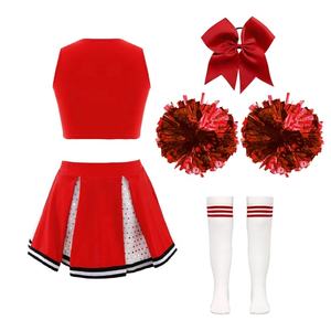 4-14 Kids Girls Dancewear Manufacturer Cheerleading <b>Set</b> Crop <b>Top</b> Pleated <b>Skirt</b> <b>Sets</b> For School Sports Meeting Stage Performance - Product Image 5