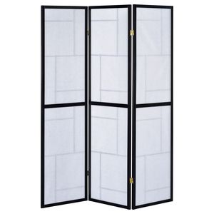 Biombo Plegable de 3 Paneles Reese Negro, Separador de Habitaciones Portátil - Product Image 5