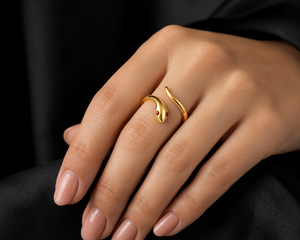 925 Sterling <b>Silver</b> Open Snake <b>Ring</b> Adjustable Open Band 18k Gold Plated Zircon Accent Jewelry for Women Stackable <b>Stacking</b> <b>Ring</b> - Product Image 6