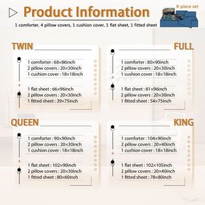 Ensemble de literie 8 pièces motif marbre pour lit Queen Size : 1 couette, 2 taies d'oreiller, 1 drap plat, 1 drap-housse, sac de rangement pour literie, ensembles de couettes motif marbre - Product Image 4