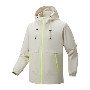 Custom Casual Mandarin Collar Breathable Windproof Hooded Safari <b>Jacket</b> with Zipper Closure Thin <b>Winter</b> Printed Design - Product Image 3