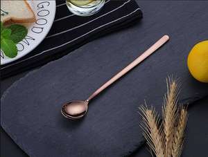 Wholesale Long Handle Ice Cream Spoon Custom <b>Small</b> Korean Style Metal Dessert Spoon Premium Dining Tableware - Product Image 5