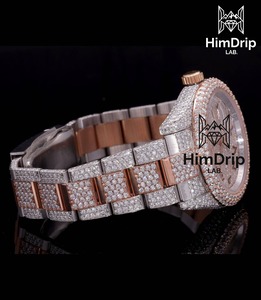 Montre mécanique automatique au design unique avec cadran en moissanite VVS1, en acier inoxydable, montre-bracelet de luxe tendance pour homme, en vente - Product Image 5