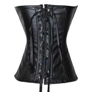 Corset gainant en similicuir noir pour femme, à fermeture éclair frontale, maintien ferme, pour usage quotidien adulte - Product Image 3