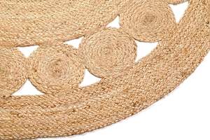 Tapis en jute rond épais de couleur unie, tressé à la main, réversible, écologique, de style classique - Product Image 3