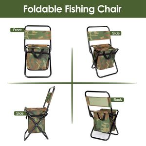 Sedia da pesca pieghevole portatile leggera con borsa termica incorporata e schienale per la caccia al campeggio all'aperto - Product Image 3