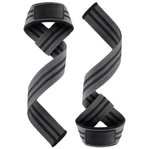 Sangles de musculation personnalisées SAAR INDUSTRIES gris avec ligne noire, en coton, pour homme et femme. - Product Image 1