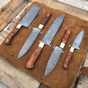 THEWIZ CRAFTS Juego de Cuchillos de Chef de Acero de Damasco con Mangos de Madera de 6-7.9 Pulgadas, Forjados a Mano, Estilo Japonés, Ecológicos, para Diestros - Product Image 3