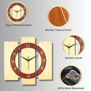 Reloj de Pared de Madera Estilo Art Deco, Silencioso, de Cuarzo Analógico, de Una Sola Cara, con Números Arábigos de 12 mm, para Decoración de Sala de Estar o Bodas - Product Image 4