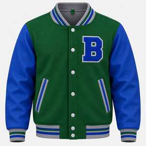 Veste universitaire pour homme, logo personnalisé, bicolore, style Letterman, veste bomber de baseball, boutons pression, streetwear universitaire, vente en gros, OEM, ODM - Product Image 4