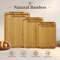 Plateau de service en bambou avec poignée métallique, assiette en bois écologique pour café, thé, dessert, petit-déjeuner, fêtes - Logo gravé au laser poli