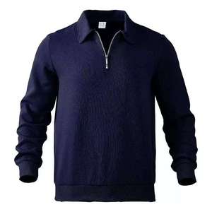 Pull à col zippé pour homme en gros, personnalisable avec étiquette OEM, tricot texturé, col polo, haute qualité, vêtements décontractés d'hiver pour hommes - Product Image 2