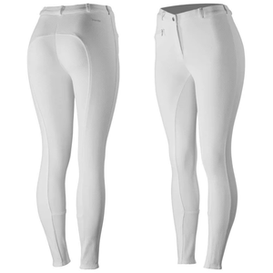 Culotte d'équitation blanche pour femme avec assise intégrale |   Leggings d'équitation avec grip en silicone, logo personnalisé, fournisseur d'exportation en Inde - Product Image 3
